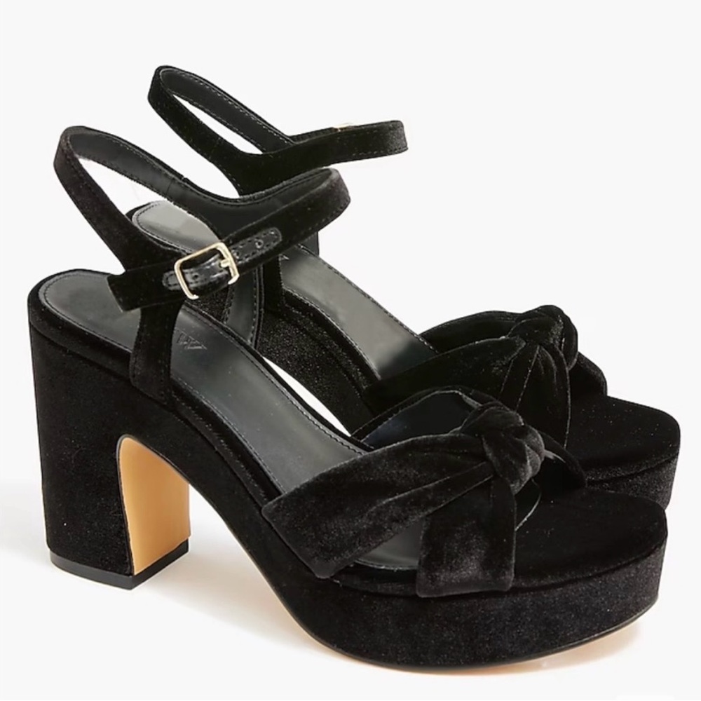 J.Crew Velvet Platform Heeled Sandals